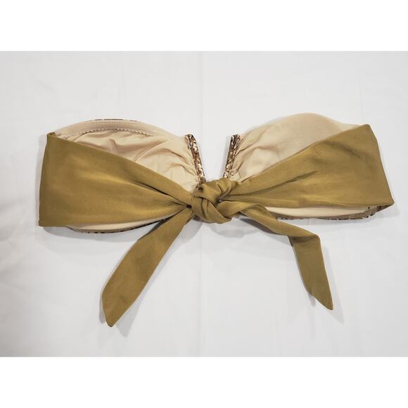 AVA Brown Snake Animal Prink Strapless Bikini Swimsuit - Size Large - Picture 3 of 6